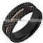 wholesale hand fashion jewelry Carbon Fiber stainless steel ring with 6 faces