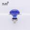 Zinc Alloy Base Light Blue Brushed Satin Nickel Glass Knob