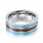 Fashion tunsgten wedding bands rings inlay turquoise and wood