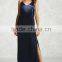 Ladies wear dress 100% polyester V Neck Side Slit Satin Cami Maxi women dresses formal dresses