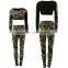 Cheap Wholesale Designer Fitness Camouflage Printed Tracksuit 2 Pieces Short Tops Long Bodycon Pants Sexy Casual Women's Set