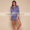 Customized New Look Pyjamas Set Pattern Printing Silk Pajamas Women Sleepwear Long Sleeve Piping Pocket With Short Pants