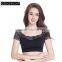 Fashion Womens Basic Short Sleeve Lace Crop Top lady tops for women 2016