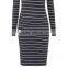 Hot long sleeves stripe pregnant women images bodycon maternity dresses