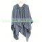 Latest design ladies scarf/shawl pashmina natural rex rabbit fur poncho with big fox collar trim