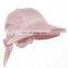 Womens Pink Wide Brim Gardening Visor Sun Hat w Bow Tie Back & Elastic Band