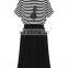 CHEFON Batwing Sleeves Striped Panel Loose casual dresses for women