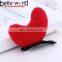 Cartoon Fabric Heart Metal Hair Clip for Party