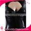 sheer open leather jumpsuit back zipper type sexy girl leather selling