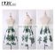 Best Sale Lady Women High Waist Print A-Line Pleated Midi Swing Skirt