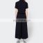 Latest All Black V Neck Women Jumpsuits With Short Sleeve