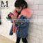New Design Cute Winter Jacket Kids / Wholesale Real Rabbit Fur Kids Life Jacket / Fashion Raccoon Fur Collar Kids Denim Jacket