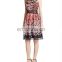2015 Lastest fashion summer clothing sleeveless floral silk chiffon lady dress