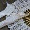 Handmade 100% Cotton Battenburg Lace Hand Fan Classic White Lace Fan With Lace Cover Bag Wedding Costume Party