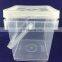 transparent plastic square bucket food grade with handle and lid