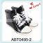 Black and White girls lace up rain boots safety ankle rain boots