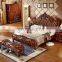 European style Luxury leather bed Antique design Solid wood king size bed