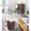 Laundry Basket with Shelf Bamboo Frame Hamper Removable Oxford Cloth Bag Storage Organizer Rack