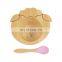 Eco-friendly Wood Bamboo Baby Bowl Plate Custom Stay Put Suction Baby Feeding Bowl With Suction Base