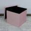 Foldable storage velvet ottoman-Pink