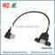 USB A female panel mount with screws to USB A male plug 90 degree left turned cable