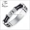 Fashion Men's Biker Silicone Rubber Stainless Steel Plain Silver ID Tag Surf Chain Bracelet