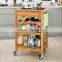 2015 new design 100% Bamboo 3 tiers Kitchen Trolley with wheel Kitchen Storage Cart with wine rack wholesale                        
                                                Quality Choice