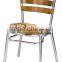 Outdoor using manchurian ash wood table and chair with aluminum frame