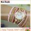 2015 fashion new design multilayer leather bracelet watch
