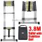 3.8M(15.5FT)/3.2M(12.5FT) EN131-6 telescopic ladder bookcase with ladder with heavy duty 150kgs