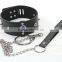 Faux leather & metal Neck restraint cuff Slave collar and leash fetish bondage product Adult Sex Game Toy Rhinestone collar