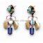 Fashion Jewelry Set -- Bug Wing Shapped With Dark Blue Stone and Crystal