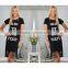 Black Loose Ladies Letter Printed Long Cotton Casual T-shirt Dress MK-A6140