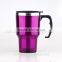 Newly design stainless steel car travel mug leakproof design lid mug with handle customized log water mug