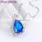 New Sapphire Blue Crystal Platinum Plated Pendant Necklace Collar Choker Necklace Women Fashion Necklaces for Women 2014