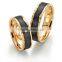 Carbon fiber eternity titanium couple wedding band ring IP gold plated couple ring stainless steel