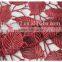 Newest design polyester/nylon leaves water soluble fabric lace in red