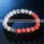 White natural stone colourful crystal with silver beads pendant bracelet green