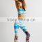 The new design ladies blue sky digital printing comfortable breathable tight sports yoga bra top leggings set for women