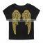 Wholesale Lovely Boy Black Cotton Gold Printed Wing Baby T shirt