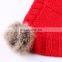 Latest pattern genuine rabbit fur pompon baby kids winter warm scarf