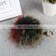 Diy animal fur ball pendant rainbow raccoon fur pompom keychain