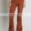 Wholesale Bell Bottom Spandex Slim Office Curdroy Pants for Women Coffee NT6728