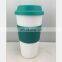 Promotional Custom Plastic PP Silicone cover bamboo fiber Reusable Coffee Cup with Lid