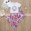 Shell pattern Top and mermaid printing bell bottom 2pcs Baby Girl summer suit wholesale price