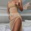 Sexy Spaghetti Tank Bodycon Club Party One Shoulder Strap Dress Backless Long Dress