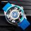 SINOBI Fashion Men's Sport Watch Stainless Steel Watches Silicone Luminous Display Rotating Dial Watchs 1264G