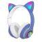 Wireless Headset Cat Ear LED Light up Bluetooths Foldable Headphones Over Ear Microphone Cordless Headset for Girl Kids Dynamic