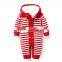 baby boy girl red striped rompers baby long sleeve hooded rompers for winter