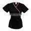 Wholesale OEM Hotsale Fashion Scrub Classics Women's Contrast Wrap Solid Top/Hospital uniformTop